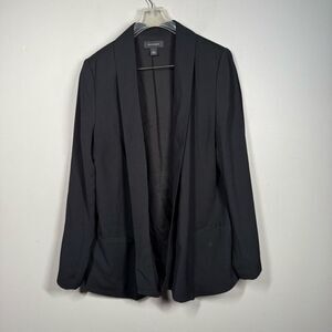 Halogen open front relaxed longline blazer black
